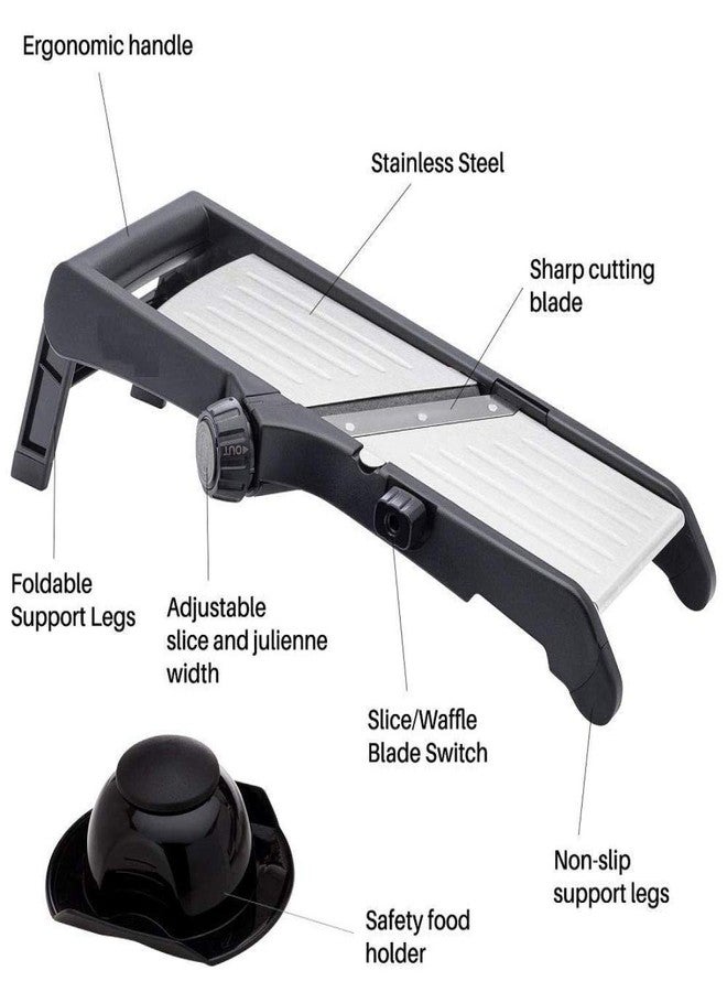 Ganesh Adjustable Plastic and Steel Slicer (Black/Silver) Cutter Vegetable Cutter Chopper Slicer gretter - Image 3